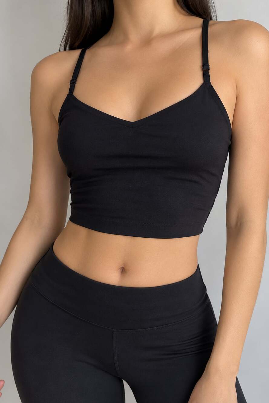 Athleta V-Neck Crop Bra Size 3X Black Sports Tank Top